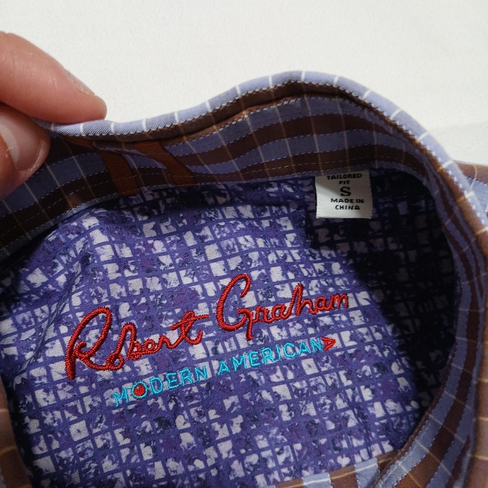 Robert Graham Mens Cotton Multicolor Shadow Plaid Stretch Dress Shirt Size Small - Picture 2 of 9